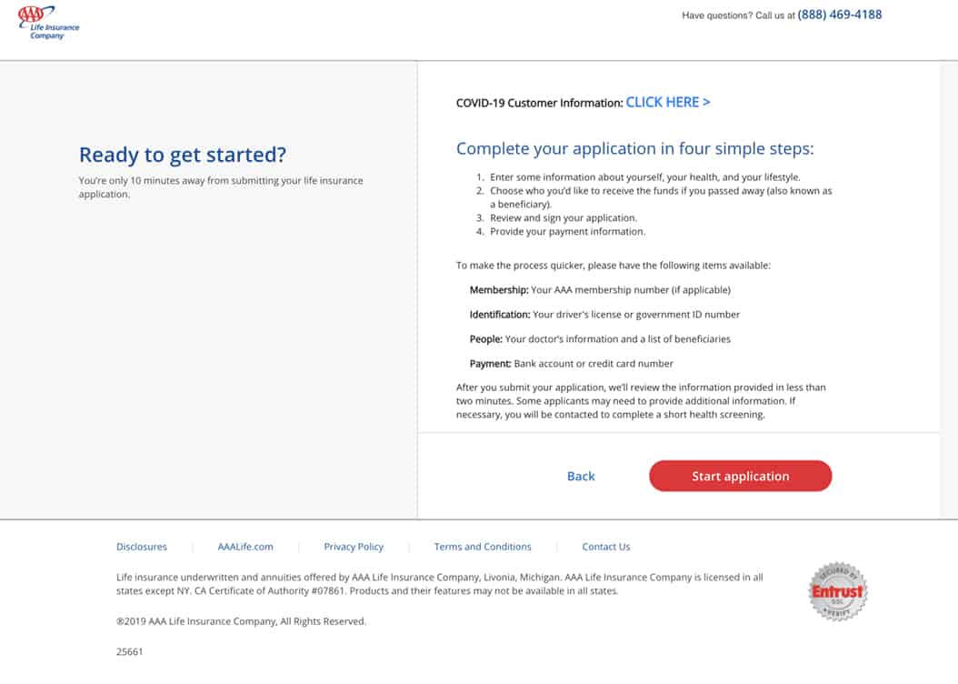 AAA Online Complete Term Life Insurance Application