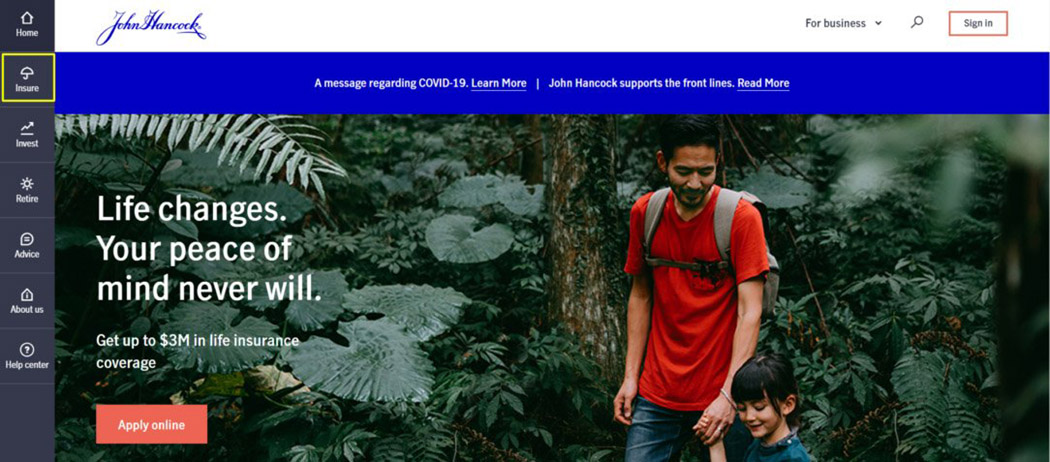 John Hancock Life Insurance Website Insure Tab